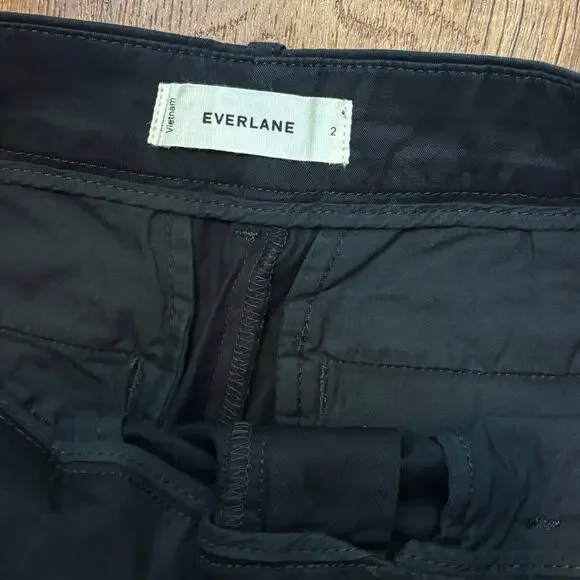 NWOT Everlane The Pleated Wide-Leg Chino In Black Size 2 - Picture 5 of 8